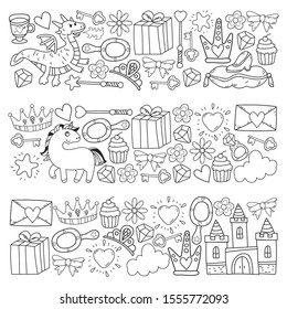 hand-drawn princess doodles. vector. Cartoon