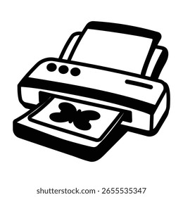 A hand-drawn printing machine icon, perfect for print shops, publishing apps, or media-related designs.

