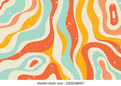 Hand-drawn Psychedelic Groovy Background. Colorful Psychedelic Optical Illusion. Trippy Distorted Image With Light Diffraction Effect In The Psychedelic Style Of The '80s - 90s Vaporwave. Vector Eps10