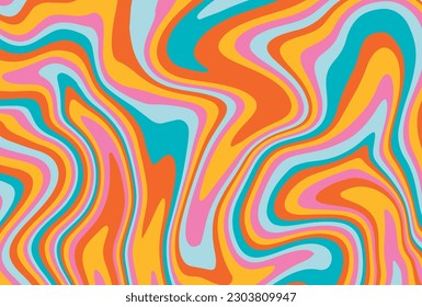 Antecedentes psicodélicos dibujados a mano. Ilusión óptica psicodélica colorida. Imagen distorsionada trippy con efecto de difracción de luz en el estilo psicodélico de la onda vaporosa de los años 80-90. Vector Eps10