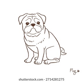 Pug desenhado à mão ilustração de draw_vetor