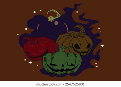 Ilustración de parche de calabaza dibujado a mano. Perfecto para tarjetas, Anuncios y diseños digitales.