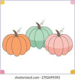 Conjunto de calabaza dibujado a mano Clipart de diseño de Vector