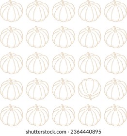 Hand-drawn pumpkins line art isolated vector pattern