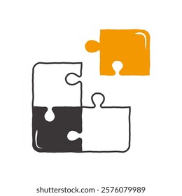 Hand-drawn puzzle pieces with missing piece
