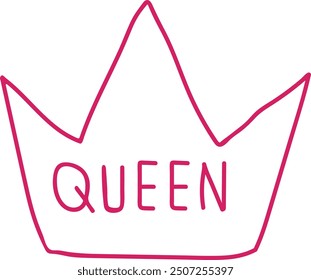 Hand-Drawn Queen Crown with Text Illustration for Empowerment and Feminist Designs