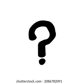 Hand-drawn question mark in black, one element, isolate on a white background