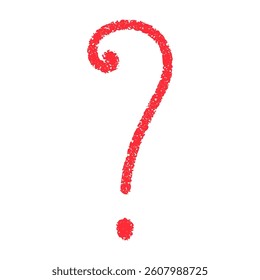Hand-drawn question mark icon with sketch-style details. Curious doodle symbol for FAQ sections or inquiry prompts. Flat vector illustration isolated on white background.