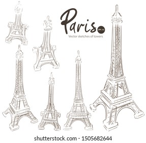 Hand-drawn quick sketches of the tower. And lettering "Paris".