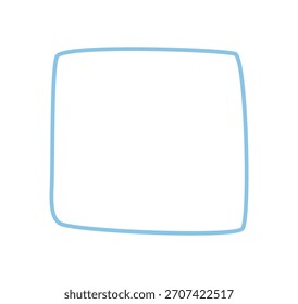 Forma de caixa de citação desenhada à mão com contorno fluido em um plano de fundo azul suave. Este balão de fala age como um ícone de conversa e mensagem, com uma caixa de texto abstrata e um retângulo de bate-papo para o moderno