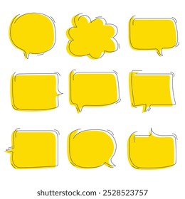 Hand-drawn quote boxes feature black strokes created with brush tools on vibrant yellow backgrounds. Perfect for adding a creative touch to presentations, social media, and graphic designs.