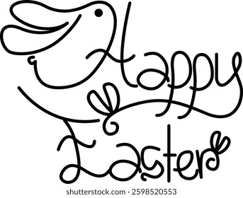 Hand-Drawn Rabbit easter day lettering 