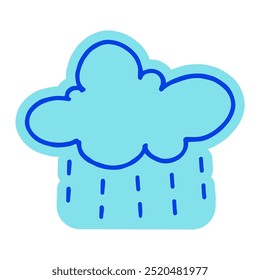 Hand-drawn rain cloud illustration. Creative sticker symbolizing weather, rain, and mood. Vector illustration for nature, emotion, and creative designs.