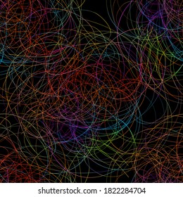 Hand-drawn rainbow circles. line pen doodle. Seamless background. Vector illustration