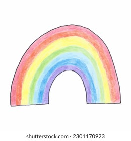 Hand-drawn rainbow. Decorative element. Symbol of dream ad imagination. Vector illustration isolated on a white background
