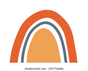 Hand-drawn rainbow on a white background. Scandinavian Nursery Rainbow wall art print. Vector design for baby textile, logo, print, wrapper, kids room, wall decor