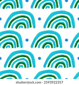 Hand-drawn rainbow pattern, boho abstract seamless background