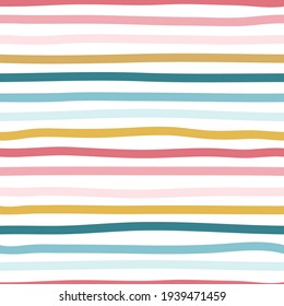 Hand-Drawn Rainbow Striped Vector Seamless Pattern Background