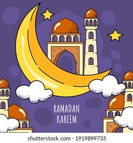 Handgezeichnetes ramadan Banner Template Theme. - Vektorgrafik.