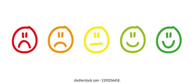 handdrawn rating satisfaction feedback in form of emotions excellent good normal bad awful vector illustration