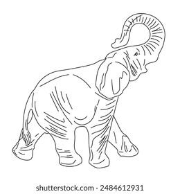 Dibujado a mano contorno realista Ilustración vectorial de elefante