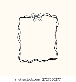 Hand-drawn rectangular frame with ribbon bows, lace accents, and a soft vintage look. Designed for wedding invitations, romantic cards, and elegant menu layouts.