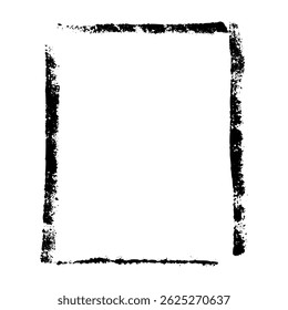 Quadro retangular desenhado à mão com traçados de pincel áspero, lápis esboçado e contorno de giz, borda quadrada rabiscada para design. Ilustração de vetor plano isolada em fundo branco.