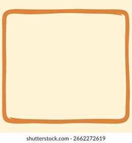 Hand-drawn rectangular frame with rounded corners and uneven brush-style stroke on a cream background.