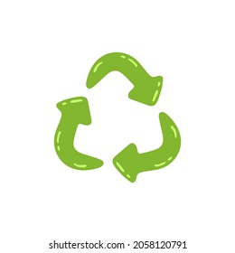 Hand-drawn recycle sing isolated on white background. Vector illustration