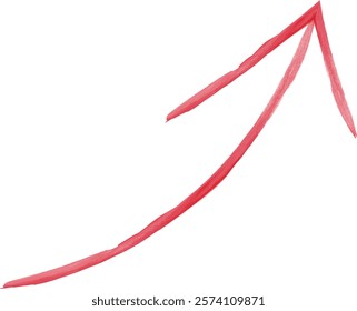 Hand-drawn red arrow rising to the right watercolor illustration