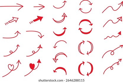 Seta Vermelha Desenhada À Mão Define Ícones De Design Diversos