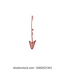  Hand-drawn red arrow sketch as navigation symbol, freehand graphic pointer for direction and guidance design.