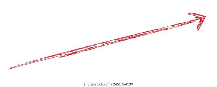 Vector de flecha de pincel rojo dibujado a mano aislado sobre un fondo blanco.