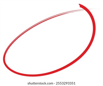 Hand-Drawn red circle - Brush highlight marker vector isolated on transparent