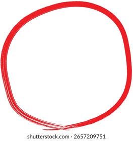 Círculo rojo dibujado a mano sobre fondo blanco. Perfecto para el énfasis en diseños, notas, infografías, presentaciones, imágenes educativas o contenido de Web creativo.