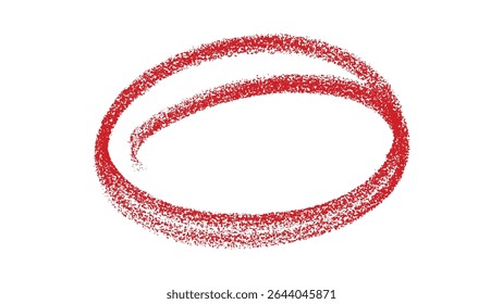 Marca de destaque vermelho do círculo de giz de cera desenhado à mão no fundo branco - Elemento de ênfase oval do estilo rabisco	