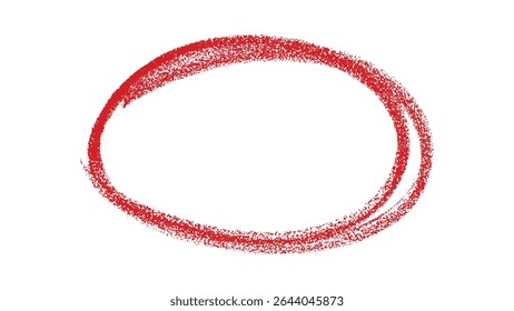 Hand-Drawn Red Crayon Circle Highlight Mark on White Background – Scribble Style Oval Emphasis Element	