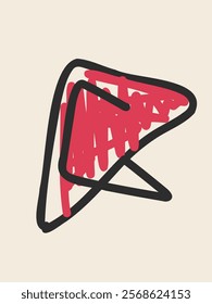 hand-drawn red doodle shape, vector 