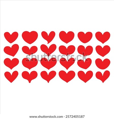 Hand-drawn red line heart set, Valente Day
