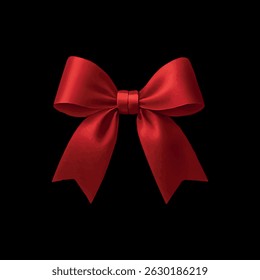 A hand-drawn red ribbon bow in a flat graphic style with soft shading and smooth edges. This decorative bow illustration is ideal for festive designs, gift packaging, greeting cards, stickers, digital