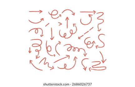 Hand-drawn red sketch arrows set for infographic and design