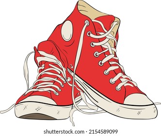 Hand-drawn red Sneakers vector illustration