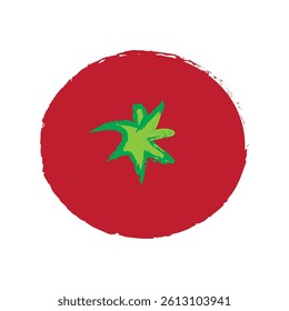 Hand-Drawn Red Tomatoes Illustrations with Green Stems on White Background