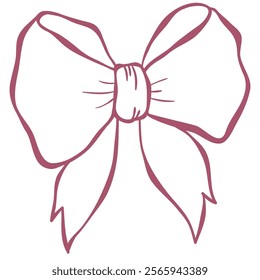 Hand-Drawn Red Vector Bow. Illustration