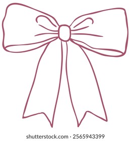 Hand-Drawn Red Vector Bow. Illustration