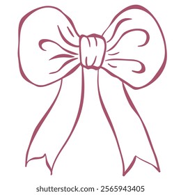 Hand-Drawn Red Vector Bow. Illustration