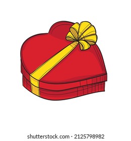 Hand-drawn red and yellow vector illustration of gift.