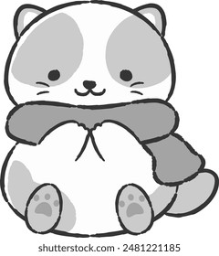 Hand-drawn, relaxed and cute cat. Perfect for creating a rough and stylish impression. Vector illustration.