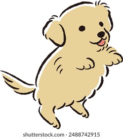 A hand-drawn, relaxed and cute dog illustration. A rough and stylish impression. Vector illustration.