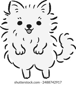 A hand-drawn, relaxed and cute dog illustration. A rough and stylish impression. Vector illustration.